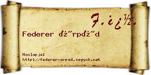 Federer Árpád névjegykártya